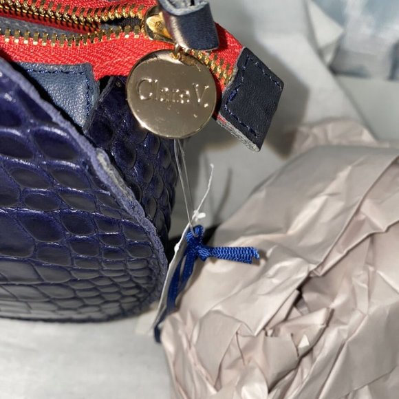 Clare V. Petit Alistair Croc Embossed Leather Circular Crossbody Bag - Picture 5 of 7